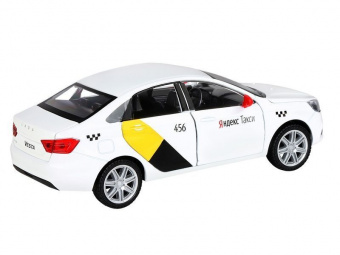 Машина ''АВТОПАНОРАМА'' Яндекс.Такси  LADA VESTA, белый, 1/24, свет. звук. эффект., инерция, в/к 24,5*12,5*10,5 см
